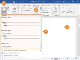 table of contents in word custuide