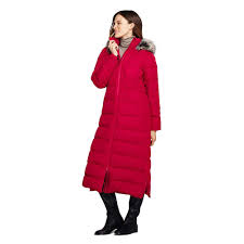 Lands End Womens Petite Winter Long Down Coat With Faux Fur Hood Faux Fur