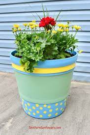 painted plastic flower pot