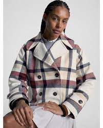 Tommy Hilfiger Check Peacoat In White