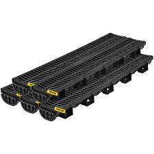 vevor trench drain system channel drain with plastic grate 5 8x3 1 inch hdpe drainage trench black plastic garage floor drain 5x39 inch trench