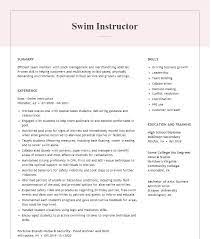 swim instructor objectives resume