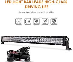 Amazon Com Auxbeam 50 Inch Led Light Bar 288w Led Driving Light Curved 5d Lens Spot Flood Combo Beam Off Road Light With Wiring Harness Automotive