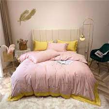 luxury pink blue yellow bedding set