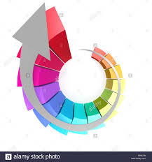 Colorful Winding Bar Chart With White Arrow Stock Photo
