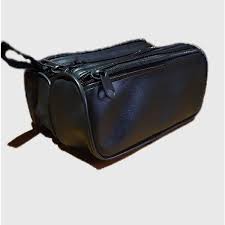 small leather makeup and toiletry bag