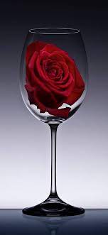 Rose In A Glass Love Rose Flower Wine