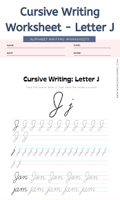 Ligature cursive is a form of cursive that connects the beginning and ending letters of words together with lines, with the result being that one barely has to lift their writing tool between letters. Cursive Writing Worksheet Letter J Alphabet Worksheets Worksheets Free