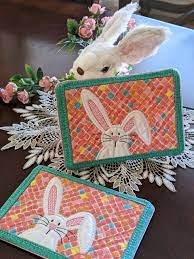 bunny mug rug fabric quilt kit