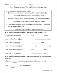 If you play this game, you can learn possessives. Singular Possessive Nouns Worksheets Picture Inspirations Great Grammar Plural 99worksheets Jaimie Bleck