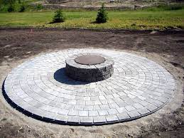 circle patio fire pit landscaping