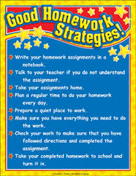 Good Homework Strategies Chart Color Printable Charts
