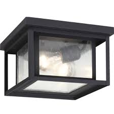 Sea Gull Lighting Hunnington 2 Light Outdoor Black Flush Mount 78027 12 The Home Depot
