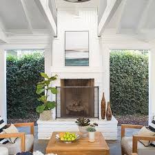 White Brick Outdoor Fireplace Design