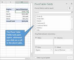 pivot table fields list in excel