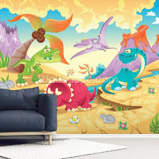 Dinosaurs Cartoon Wall Mural Wallsauce Us