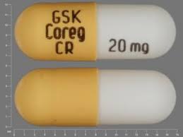 gsk coreg cr 20 mg pill white yellow