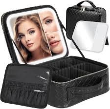 travel makeup bag with light up mirror