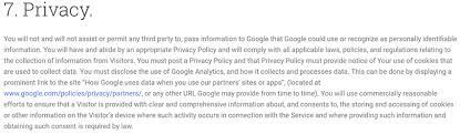 privacy policy for google ytics