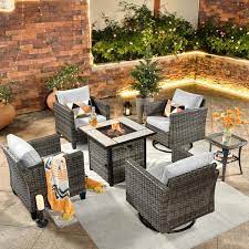 Wicker Patio Fire Pit Conversation Set