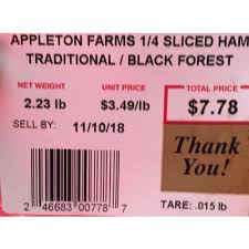 Carbs in Appleton Farms 1/4 Sliced Ham, Traditional/Black Forest ...