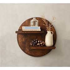 Wooden Wall Shelf In Round Shape And