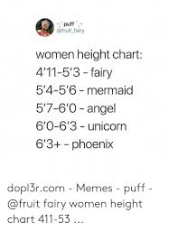 Puff Fairy Women Height Chart 411 53 Fairy 54 56