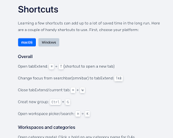 TabExtend shortcuts