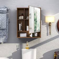 Walnut Bathroom Mirror Wall Cabinet