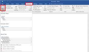 create a table of contents in word