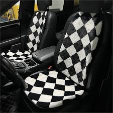 Plush Checkerboard Car Seat Cushion