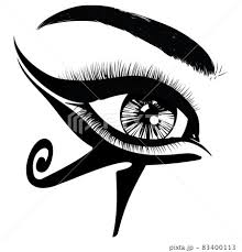black white egyptian eye makeup stock