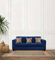 lipu fabric 3 seater sofa in royal blue