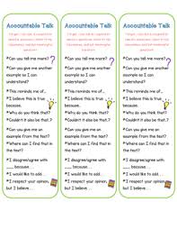 Accountable Talk Anchor Chart Classroom Discussions Bookmarks