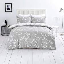 Oriental Blossom Grey Print Bed Linen