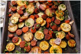 sheet pan kielbasa and vegetables