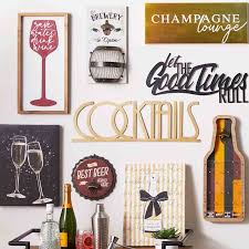 Cocktails Metal Word Wall Sign 25x8