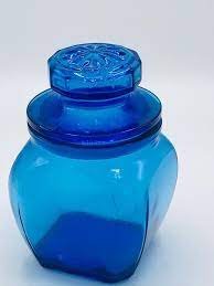 cobalt blue glass canister jar indiana