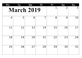 Printable March 2019 Calendar Chart March 2019 Calendar