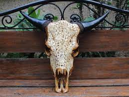 Cow Skull Wall Decor Carving