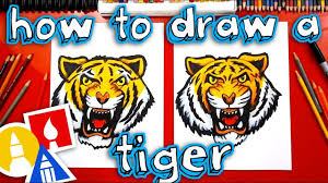 Tiger drawing for beginner #tiger_drawing : How To Draw A Realistic Tiger Head Art For Kids Hub Tiger Drawing Easy Cartoon Drawings