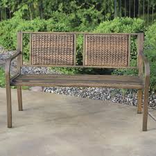 Our showrooms are stocked with bbq islands year round. Backyard Creations Wicker And Steel Patio Bench At Menards