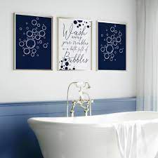 Navy Blue Wall Art Blue Bathroom Decor
