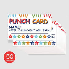 Punch Card Incentive Reward Card Business Fun Home Education