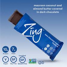 zing plant based protein bar dark