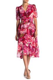 Gabby Skye Ruched Short Sleeve Floral Chiffon Dress Regular Plus Size Hautelook