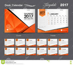 Set Orange Desk Calendar 2017 Template Design Cover Desk Calendar