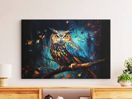 Abstract Owl Canvas Wall Art Owl Home