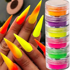 colorful neon nail art ombre glitter
