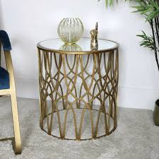 Gold Mirrored Ornate Side Table Art
